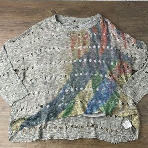 NWT ShuShu Women’s Oversized Slouchy Grey Sheer Sweater With Tank, size small